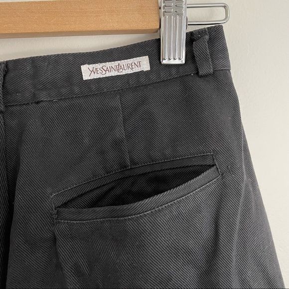 Vintage Pants - Vintage | 1970s Yves St. Laurent “Sportswear” Cotton High Waisted Black Trouser
